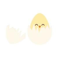 cracked egg with one chick inside of it vector