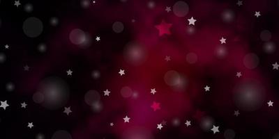Dark Pink vector template with circles, stars. Abstract design in gradient style with bubbles, stars. Template for business cards, websites.