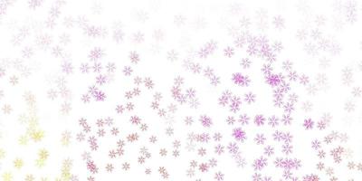 Light pink, yellow vector abstract template with leaves.