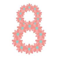 pink number eight made of roses vector