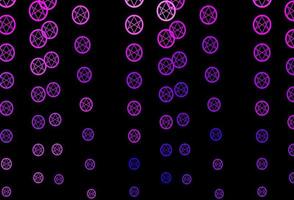 Dark Purple vector background with occult symbols.