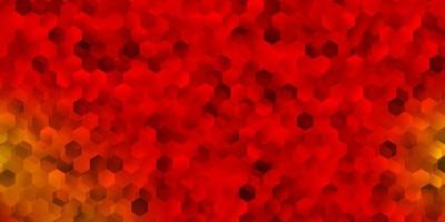 Light red, yellow vector background with hexagonal shapes.