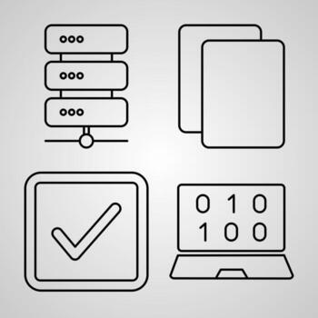 UI Line Icons Set Isolated On White Outline Symbols UI vector