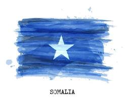 Watercolor painting design flag of Somalia . Vector .