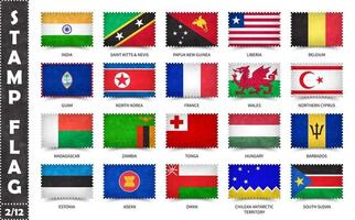 sello con el patrón oficial de la bandera del país y la textura del grunge antiguo y el nombre de los países. forma rectangular . vector. conjunto 2 de 12 en esta serie. todas las banderas nacionales del mundo. vector