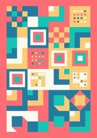 Abstract Bauhaus Geometric Background Illustration, Colorful Mural Geometric Shapes Flat Design Free Vector