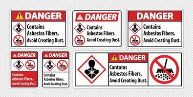 Danger Label Contains Asbestos Fibers,Avoid Creating Dust vector