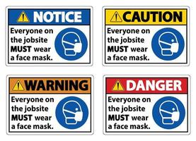 Wear A Face Mask Sign Set vector