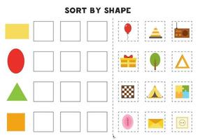 Sort by shape. Educational game for learning basic shapes. vector