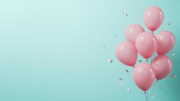 globos de color rosa con fondo de espacio de copia foto