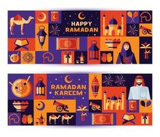 Conjunto de iconos de Ramadán Kareem de árabe. vector