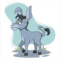 Animal character funny donkey in cartoon style vector