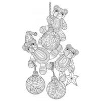 Teddy bear mobile hand drawn for adult coloring book vector