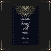 Fondo adornado de mandala dorado de lujo para invitación de boda, portada de libro con estilo de elemento mandala vector premium