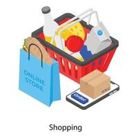 Shopping Basket and Grocery vector