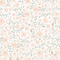 patrón floral. bonitas flores sobre fondo blanco. impresión con pequeñas flores rosas. impresión ditsy. textura fluida. lindos patrones de flores. plantilla elegante para impresoras de moda vector