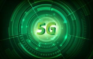 concepto de red de comunicación de 5g y fondo de tecnología verde. Internet de alta velocidad y conexión. vector