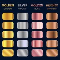Gradient Swatches set, Collection Of Golden Gradient, Silver Gradient, Bronze Gradient, Golden Rose Gradient vector