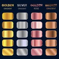 Gradient Swatches set, Collection Of Golden Gradient, Silver Gradient, Bronze Gradient, Golden Rose Gradient vector