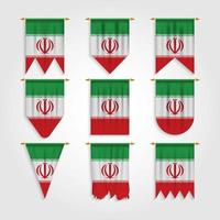 Iran Flag in Different shapes, Flag of Iran in Various Shapes vector