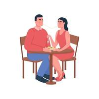Man and woman eating spaghetti flat color vector detailed characters