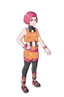 Character design street girl wear orange outfit vector