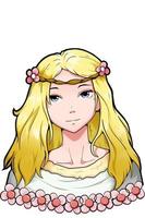 Yellow hair forest girl with flower crown character design vector