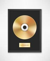 Platinum CD with label in frame on wall vector