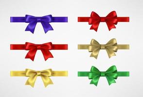 Color ribbons and bows realistic vector set