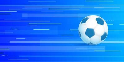 Balón de fútbol sobre fondo azul abstracto vector