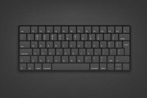 teclado negro con teclas inglesas. objeto aislado sobre fondo blanco vector