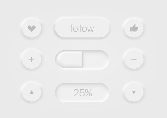 Web and mobile application control buttons vector set