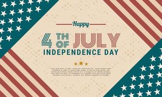 July 4th. Independence day background design in retro style vector