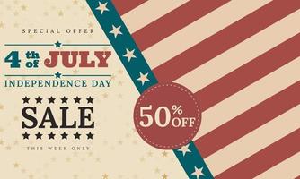 July 4th. Independence day background design in retro style. Sales promotion advertising banner template vector