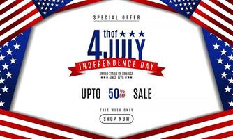 4 de julio. fondo del día de la independencia promoción de ventas plantilla de banner publicitario vector