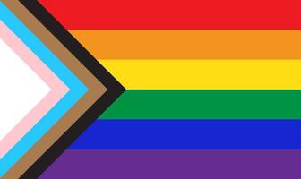 New pride flag LGBTQ background . Redesign including Black, Brown, and trans pride stripes. Flat vector illustration