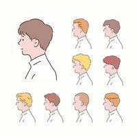 Different types of men's hairstyles. side view. vector