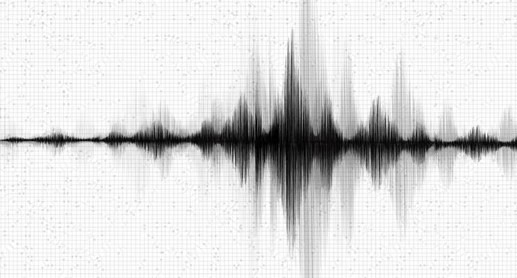Black and white Mini Earthquake Wave With Circle Vibration Line White paper background,audio wave diagram concept,design for education and science,Vector Illustration.