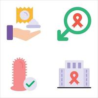 Aids and Hiv flat icon set vector