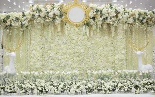 White wedding flower background and decoration photo