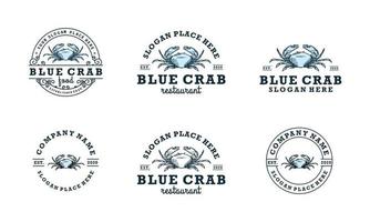 hand drawn crabs sign, symbol, classic crab logo design template collections vector