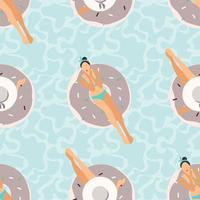 Seamless pattern with beautiful girls in pool. vector