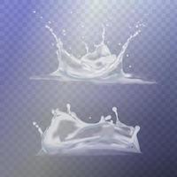 Set of translucent water splashes, drops and crown in light blue colors vector