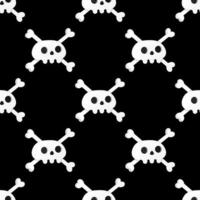 Seamless pattern with white skulls and crossing bones isolated on black background vector