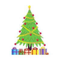 Christmas tree fir flat style design icon sign vector illustration.