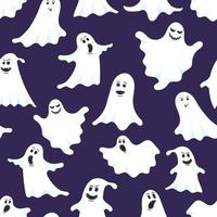 Halloween seamless pattern with cartoon design style ghosts set vector illustration set