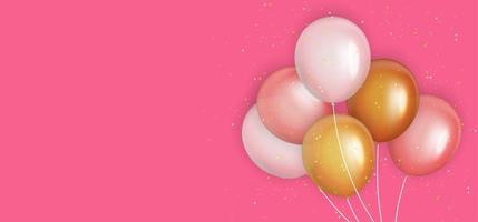 Group of Colour Glossy Helium Balloons Background. Set of  Balloons for Birthday, Anniversary, Celebration  Party Decorations. Vector Illustration