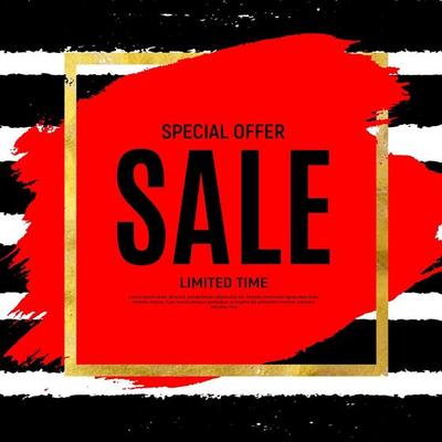 Abstract Brush Stroke Designs Final Sale Banner with Frame. Vector Illustration