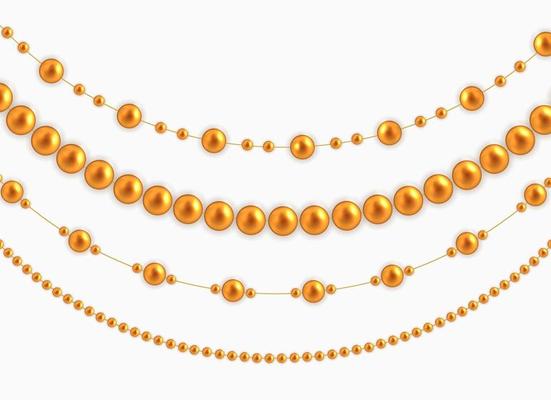 String garlands with balls , isolated on white background. Vector Illustration