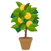 Financial concept. Money tree - symbol of successful business.  Vector Illustration